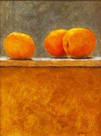 Three Oranges on a Ledge